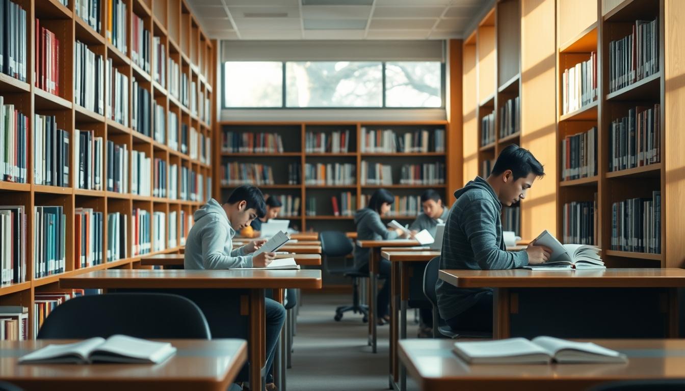 Student using learning strategies while studying